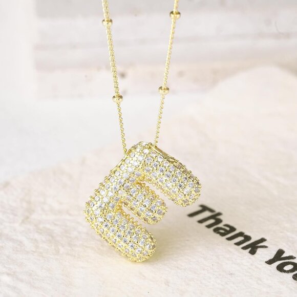 Unique 2-Piece Initial & Clover Pendant Necklaces - Hypoallergenic Gold Jewelry - Picture 2 of 6